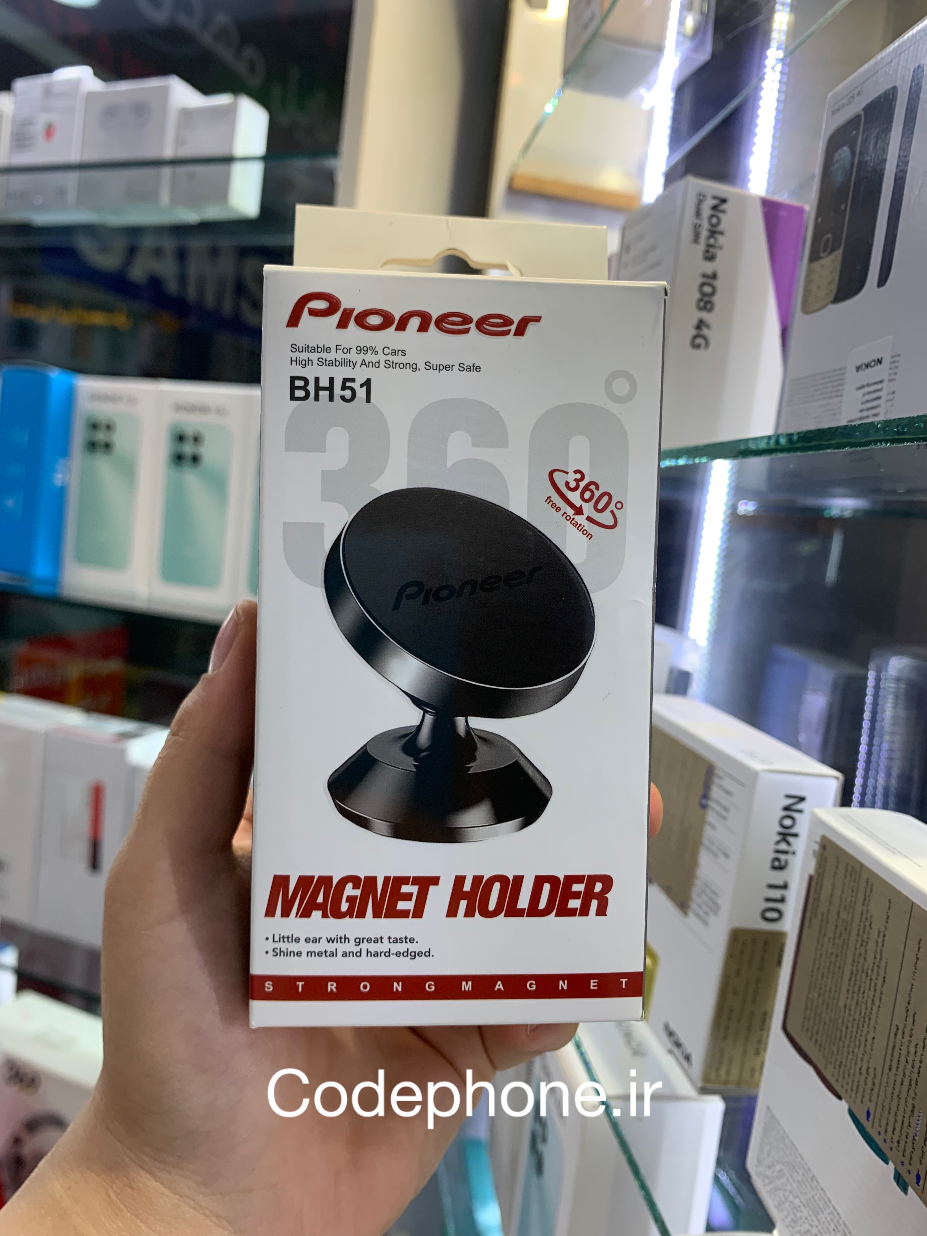 هولدر داشتبوردی مگنتی Pioneer BH51 رنگ مشکی با قابلیت چرخش ۳۶۰ درجه