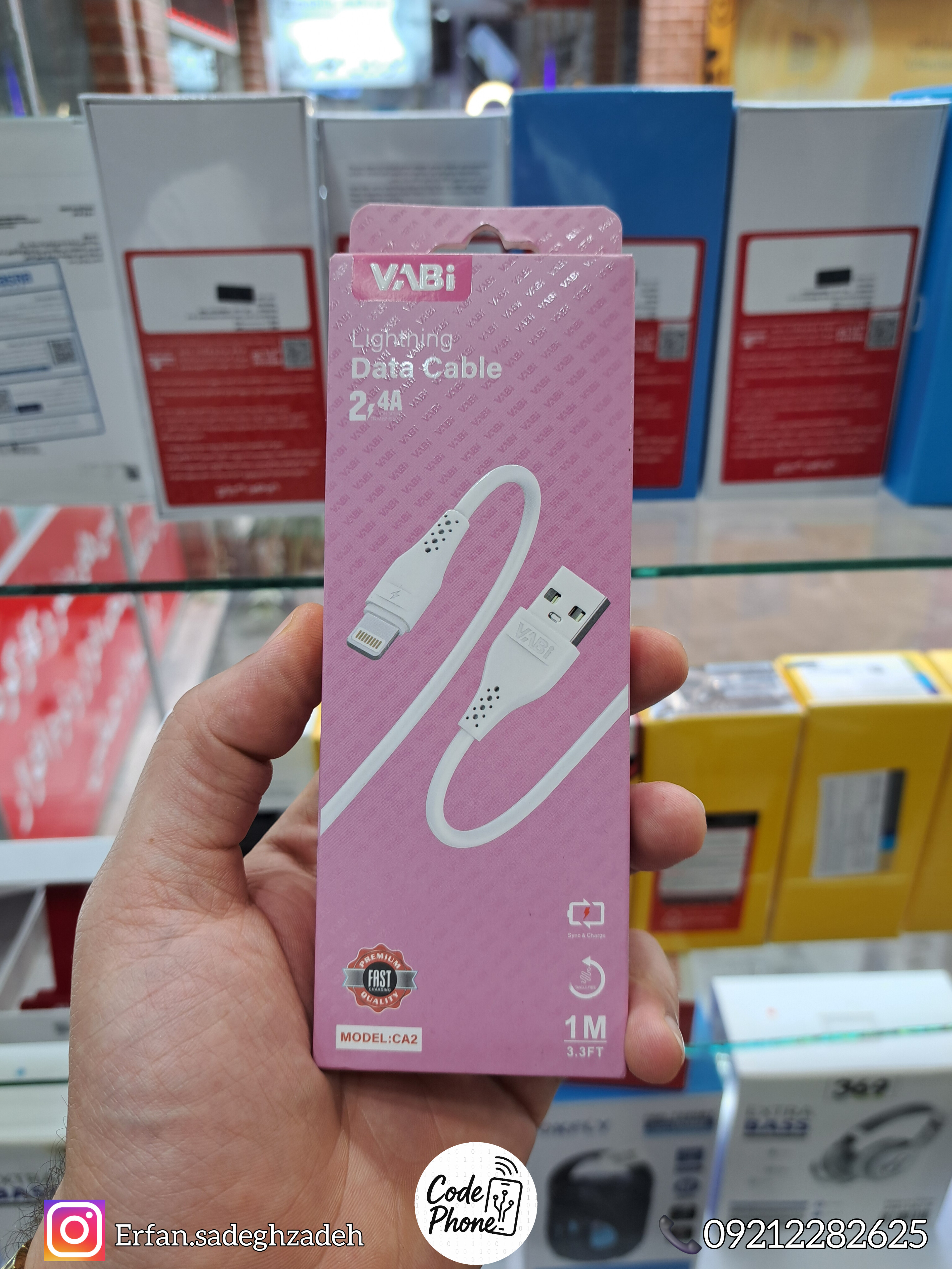 کابل لایتنینگ وابی (VABI)مدل (CA2)تبدیل USB به Lightning رنگ مشکی